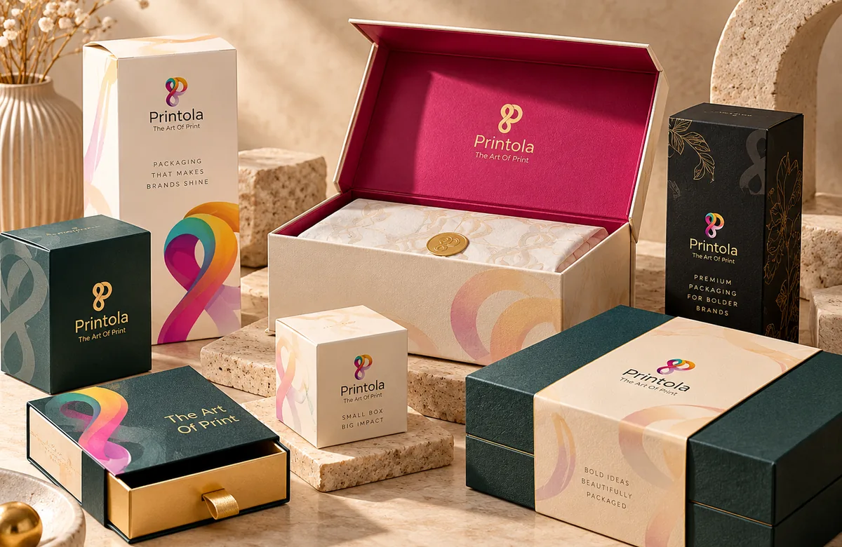 Custom Printed Packaging Boxes — Printola service visual