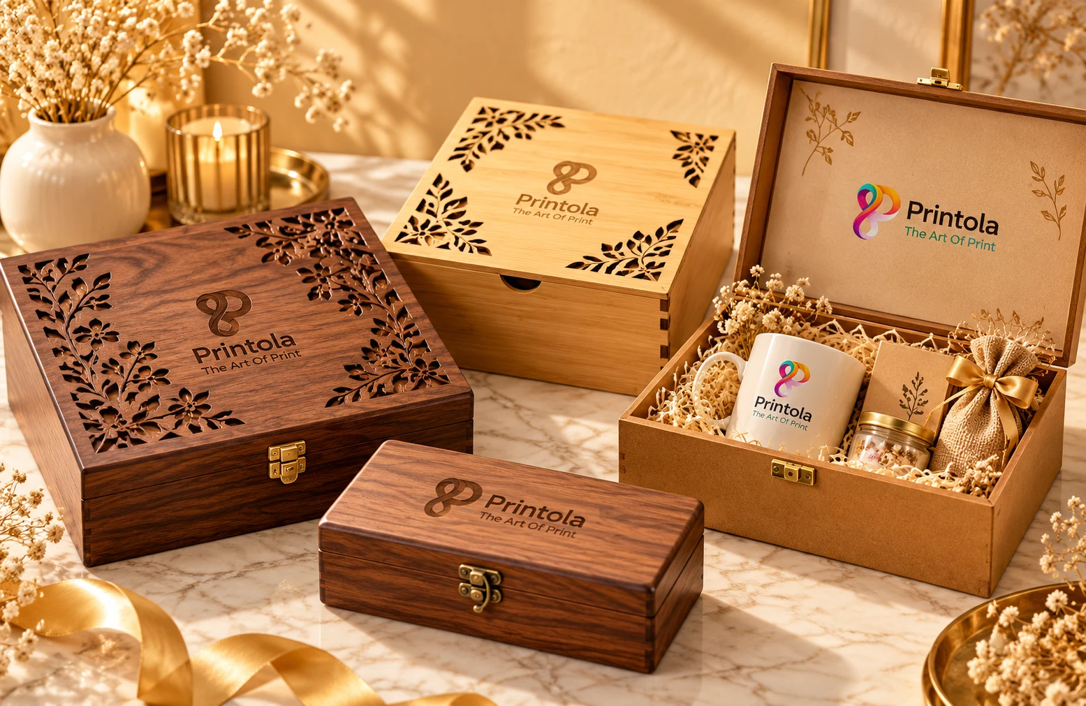 Wooden & MDF Gift Boxes — Printola service visual